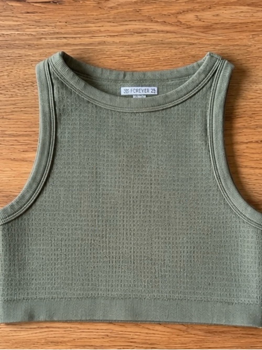 Forever 21 Olive Green Women Ribbed Crop Tank